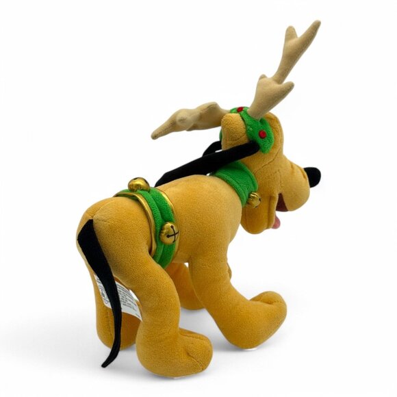 Disney Pluto Reindeer Plush Christmas Holiday Antlers & Bells 8" Collectible - Picture 6 of 12